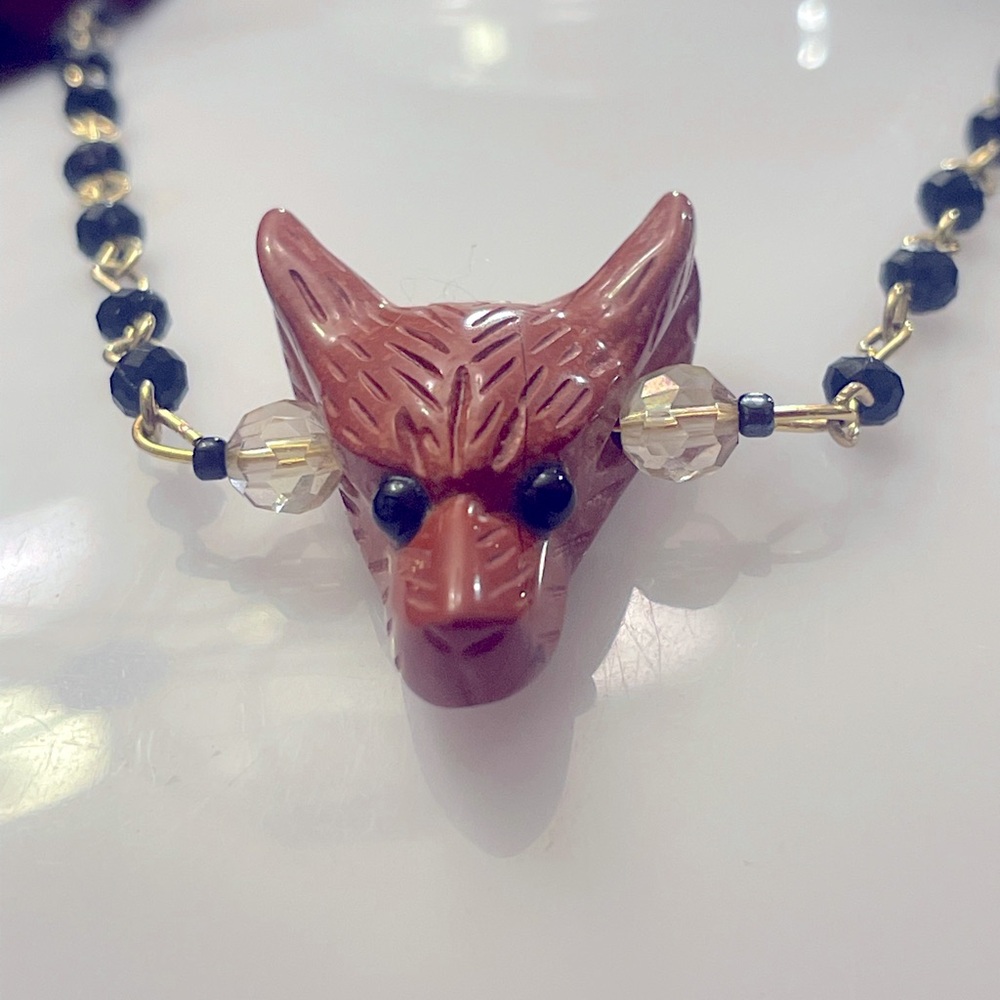 Legend- Red Jasper carved Coyote pendant